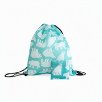 Sac à dos de sport pliable, imperméable, portable, en polyester, avec cordon de serrage, motif imprimé personnalisé, sac de sport, sac d'école, sac de plage, sac de voyage, OEM
