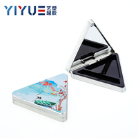Palette compacte de poudre de maquillage pliable à Triangle unique vide avec compartiment à pinceaux étui compact avec miroir