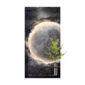 Dipinto Decorativo Moderno con Texture Arenaria per Arredamento Casa, Stile Verticale con <span class=keywords><strong>Vaso</strong></span> in Vetro e Murale Illuminato a LED - Product Image 5
