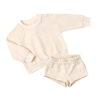 Ensemble de survêtement pour enfants personnalisé, très vendu, deux pièces, couleur unie, vêtements pour nouveau-nés, ensemble de vêtements pour garçons à manches longues
