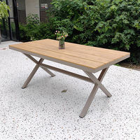 Ensemble de table et de chaises en plastique imitation bois, moderne, imperméable, durable, avec coussin, pour la plage, l'hôtel, le jardin, le salon, meubles d'extérieur