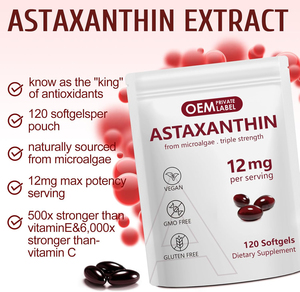 OEM 12mg astrxanthin softgel kapsul organik astrxanthin suplemen antioksidan mendukung sendi mata sirkulasi Internal kulit - Product Image 4