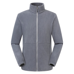 Fleece Jacket Unisex Double-Sided Thickened Full Sleeve Split Hem Ribbed Outdoor Spring Autumn Winter Windbreaker <b>Cardigan</b> - Product Image 2