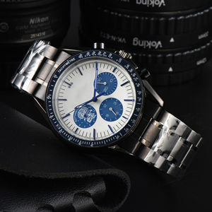 Reloj de Pulsera de Cuarzo Multifuncional de Seis Agujas con Correa de Tela de Moda para Hombre, Esfera Azul Clásica, Resistente al Agua, Luminoso - Product Image 2