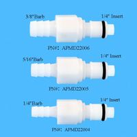 Raccord rapide tout plastique basse pression 3/8 "pour tuyau Barb In-Line Valved Medical Disconnect Male Insert Connector Liquid Cooling