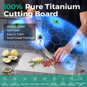 <span class=keywords><strong>Set</strong></span> di 3 Taglieri in Titanio Puro al 100% a Doppia Faccia, Non Tossici, Igienici, in Acciaio Inossidabile per Cucina e Campeggio - Product Image 2