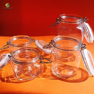 Frascos de vidro transparente recicláveis, armazenados em fábrica, com capacidade de 30ml-1000ml, recipiente para alimentos com impressão de tela, lembrancinhas de casamento, mel e geleia