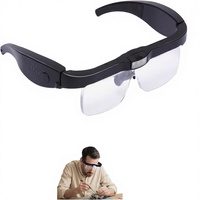 Kacamata Pembesar Profesional dengan Headset 5 Lensa Lepas Pasang 0.75X-4.0X 3 Lampu LED Isi Ulang Headband Bebas Genggam 7.1x6.5