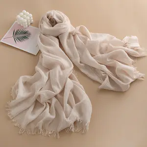 Spring solid color cotton and linen thin scarf womens scarf new design 2024 all-match sunscreen shawl gauze commuter scarf