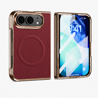 Étui de luxe magnétique en fibre de carbone pour iPhone 18 Fold avec protection d'écran en verre
