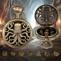 Accessoires de jeu de rôle : Ensemble de 7 mini-dés polyédriques avec boîte à locket en métal style steampunk en forme de pieuvre, pour cadeaux et souvenirs de fête pour joueurs