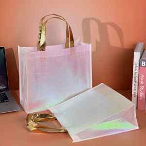 Sac de courses écologique recyclé, irisé, personnalisé, non tissé, pliable, grande capacité, en tissu non tissé - Product Image 3