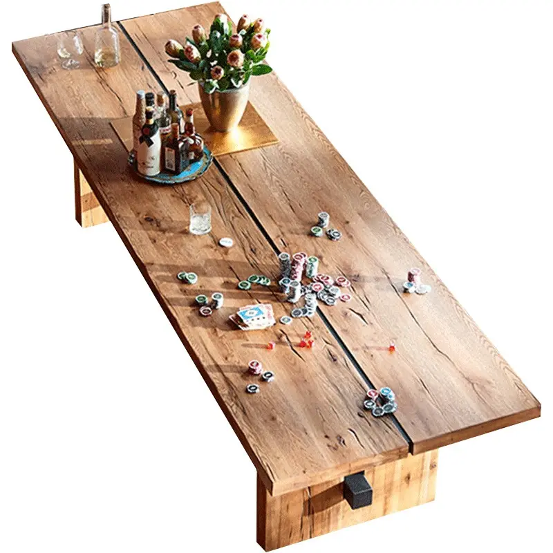 Wood Evening Party Tree Log 6ft 8ft Dining Table Pastoral Rustic Natural Home Furniture Modern Kitchen Table Solid Wood