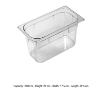 Bac alimentaire en polycarbonate GN 1/3 32,5 × 17,5 × 20 h cm, sans couvercle, -100/+100 ° C