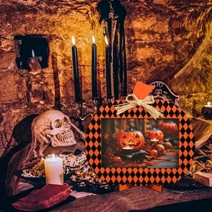 Sonbahar Şükran Günü Partisi Ev Dekorasyonları Cadılar Bayramı Aksesuarları Balkabağı Ahşap Fotoğraf Çerçevesi Balkabağı Şeklinde Ahşap Resim Çerçevesi - Product Image 5