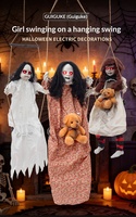GUIGUKE Meilleure vente : Poupée suspendue électrique effrayante en plastique, modèle Fille Balançoire d'Halloween, pour décoration d'horreur en intérieur et salle d'évasion