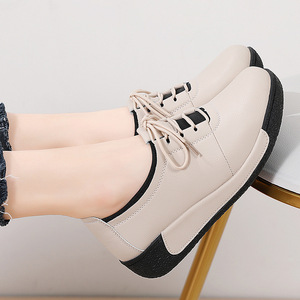 Chaussures compensées épaisses en éponge pour femmes, baskets décontractées en PU souple à lacets, antidérapantes pour le quotidien, le travail et l'extérieur - Product Image 2