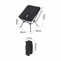 Chaise de camping pliante ultralégère en fibre de carbone à cadre carré, 1,04 kg, capacité 150 kg, portable pour la plage, la pêche et les voyages