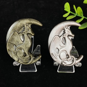 Artesanía de Obsidiana Dorada y Plateada de Alta Calidad, Tallada en Forma de Búho Lunar, Ojo de Dragón, para Decoración con Cristales Energéticos, Regalo - Product Image 3