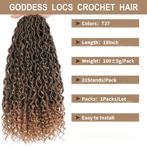 Extensions de cheveux synthétiques Soft River Locs en <span class=keywords><strong>fibre</strong></span> basse température, tissage simple, pour tresses au crochet Goddess Braids, cheveux bouclés, 18 pouces, 24 mèches - Product Image 2