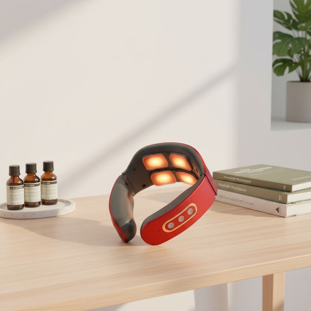 4D Neck and Shoulder Massager Portable Pulse Muscle Stimulator Hands-free Neck Massage Device With Heating