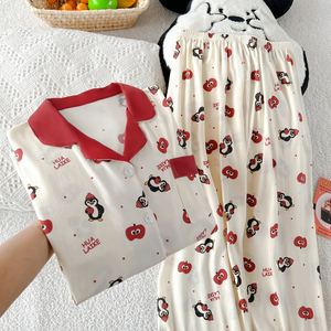 <span class=keywords><strong>Pijama</strong></span> <span class=keywords><strong>de</strong></span> <span class=keywords><strong>Mujer</strong></span> con Estampado <span class=keywords><strong>de</strong></span> Pingüinos y Puntos, <span class=keywords><strong>de</strong></span> Manga Larga para Otoño: Conjunto <span class=keywords><strong>de</strong></span> Dos Piezas con un Estilo Acogedor - Product Image 2