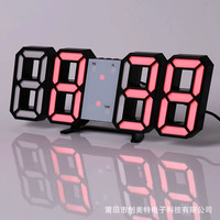 Vente en gros 3d numérique led réveil électronique salon horloge murale 3d thermomètre bureau horloge