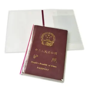 Soporte de pasaporte de PVC transparente personalizado, cubierta de pasaporte de viaje de plástico Flexible