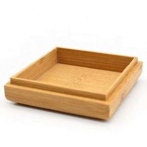 Natural <b>Bamboo</b> <b>Soap</b> Box Container Holder Bathroom Square <b>Soap</b> <b>Dish</b> With Lid - Product Image 5