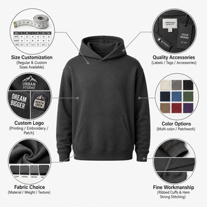 Sweat à capuche personnalisé avec logo, bleu <span class=keywords><strong>ardoise</strong></span>, texte en relief sur la poitrine, pull épais, poignets côtelés, streetwear, vêtements en gros - Product Image 2