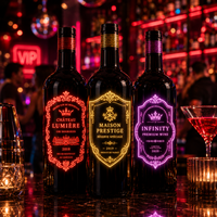 Étiquette de bouteille de vin LED étanche de qualité supérieure pour promotion de boissons sous marque privée Longstargift