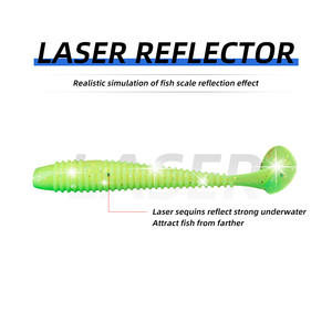 Esca da pesca in plastica morbida artificiale all'ingrosso, esca a 30 pz/pacco a coda a T esche per vermi molli - Product Image 5