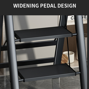 Scala Pieghevole Moderna in Acciaio Nero - Certificata EN131 - Sgabello Domestico e Supporto per Piante Decorativo - Design Sottile Salvaspazio - Product Image 5