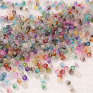 Perles en verre givré à trou droit de 4 mm, perles dispersées pour la fabrication de bracelets, colliers et bijoux DIY, paquet de 10 g - Product Image 2