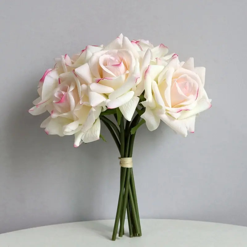 Sevenstar High Quality Mix Color Real Touch Rose Artificial Moisturizing Latex Roses Flower Wedding Bouquets For Bride