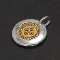 Collier avec pendentif pilon Vajra en argent sterling 925 pur pour hommes et femmes, bijoux amulette en or vermeil de forme ronde