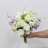 DKB 2027 Nouveau bouquet de mariée en cascade, luxueux bouquet de mariée en soie blanche artificielle, décoration de mariage