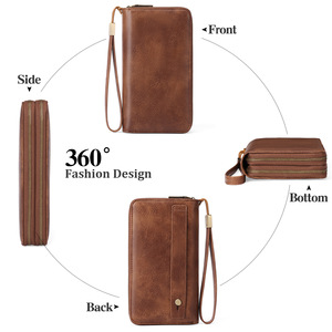 Sac à main pour femme à double fermeture éclair, grande capacité, en cuir PU, très vendu - Product Image 5