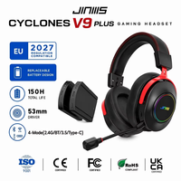 Casque de jeu sans fil Jinms V9 Plus à quatre modes, léger, avec réduction de bruit, batterie interchangeable, RGB, 7.1 Hi-Fi OEM