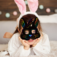Kit d'artisanat de masque de Pâques, 9 pièces Scratch Art pour enfants, masques de lapin magique pour enfants, masques d'animaux en papier à gratter DIY Scratch Art pour Hall