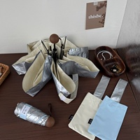 Parapluie pliant ultra-léger portable en fer argenté, protection UV double usage soleil/pluie, format capsule, vente en gros, réduction 50%