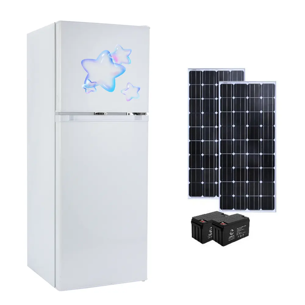 Modèle exquis de 142L réfrigérateur à double porte fonctionnant à l'énergie solaire réfrigérateur DC12 pour un usage commercial et domestique efficacement