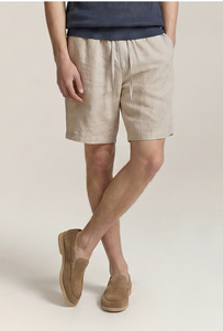 Vente d'usine : Shorts en lin délavé style streetwear pour hommes, brodés, écologiques, respirants, vintage, 100 % lin - Product Image 6