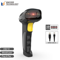 Lecteur de codes-barres filaire Xincode 1D, scanner de codes-barres portable USB, lecteur de codes-barres CCD, pistolet de numérisation de codes-barres pour l'entrepôt