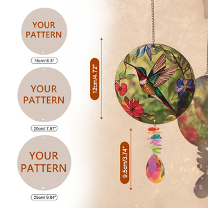Acchiappasole in Vetro Colorato Art Déco con Design a Colibrì e Gocce di Cristallo - Elegante Ornamento Sospeso per Casa e Giardino - Product Image 4
