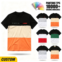 Kaos Pria Lengan Pendek Rajut Sublimasi Panel Oranye Paris Custom OEM ODM, Bernapas, dengan Cetak 3D untuk Pemakaian Sehari-hari