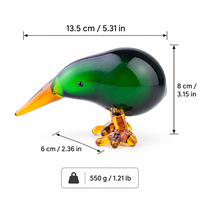 Figurines d'oiseaux tucans en verre vert faites à la main, créations artisanales en verre simples et créatives pour la décoration de la maison et du bureau