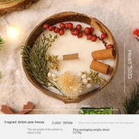 Bougie en coquille de noix de coco naturelle la plus vendue, parfumée aux fleurs séchées - Cire de soja non toxique - Décoration d'intérieur, cadeaux décoratifs pour les fêtes