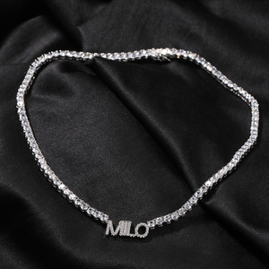 Mini collar de letras personalizado con nombre, dijes de iniciales, joyería de 4mm, cadena de tenis con nombre, joyas ostentosas - Product Image 6
