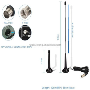 <span class=keywords><strong>Antenne</strong></span> radio <span class=keywords><strong>FM</strong></span> et TV numérique rétractable télescopique Qiyuntong pour voiture, avec gain de 5 dBi, 1,5 VSWR, base magnétique en plastique, UHF VHF - Product Image 3